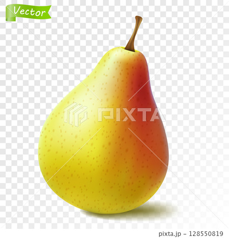 Fresh yellow pear isolated on white background, realistic 3d vector illustration 128550819
