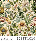 vintage ornament with wildflowers for background. seamless pattern 128551010