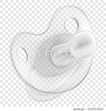 Pacifier baby dummy care nipple for newborn child , isolated on transparent background, realistic 3D vector illustration 128551024