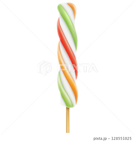 Frozen Popsicles isolated on white background. Frozen juice. Realistic 3D vector 128551025