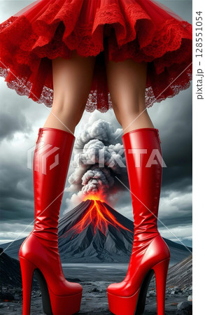 woman in red dress 128551054
