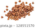 Heap of Raw Buckwheat Kernels Isolated on a White Background 128551570