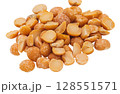 Close-Up View of Yellow Split Peas Isolated on a White Background 128551571