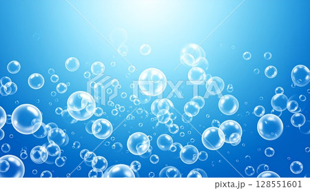 青色の泡の背景3 128551601