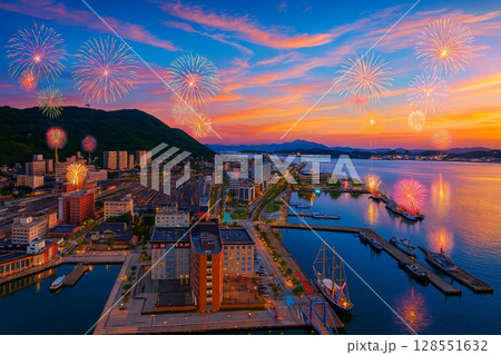 門司港レトロ　花火大会　 128551632