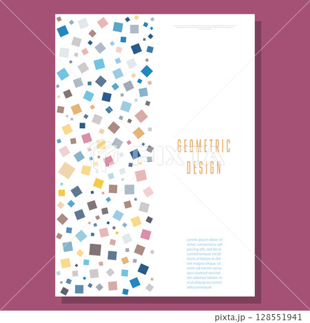 Geometric design of colored squares. Layout for the design of the cover, banner, poster, postcard and corporate design. The idea of interior and decorative creativity 128551941