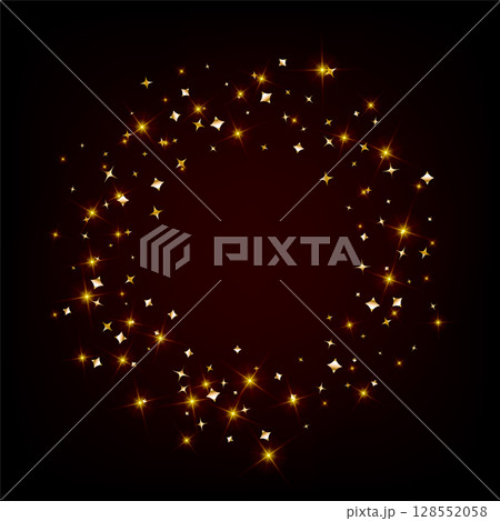 Confetti explosion. Golden serpentine ribbons frame design Confetti explosion. Golden serpentine ribbons frame design 128552058