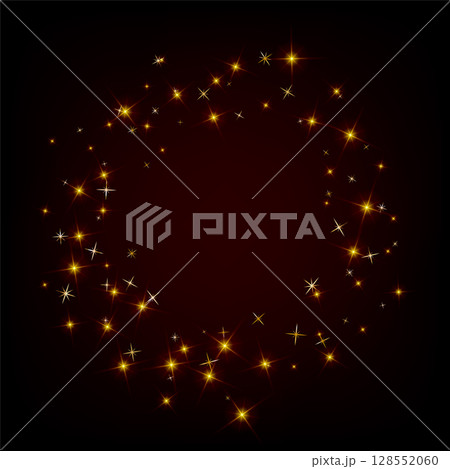 Confetti explosion. Golden serpentine ribbons frame design 128552060