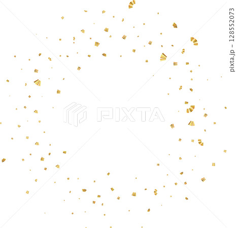 Confetti explosion. Golden serpentine ribbons frame design Confetti explosion. Golden serpentine ribbons frame design 128552073