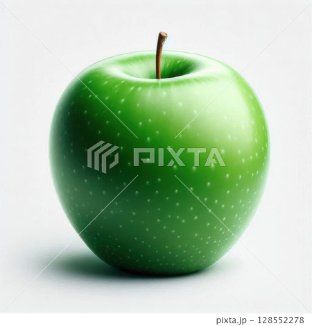 Vibrant green apple on a clean white backdrop, highlighting its juicy, organic appeal in high detail for stock or commercial use. 128552278