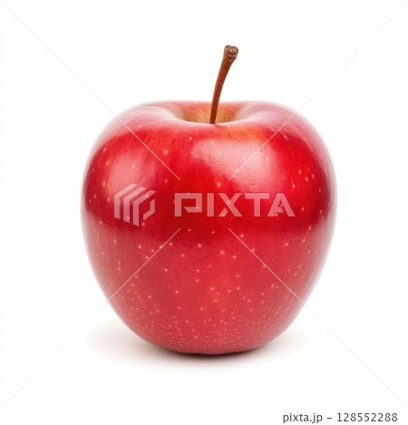 Fresh red apple on a clean white backdrop, perfect for healthy food designs, packaging, or nutrition-focused visuals. Fresh red apple on a clean white backdrop, perfect for healthy food designs, packaging, or nutrition-focused visuals. 128552288
