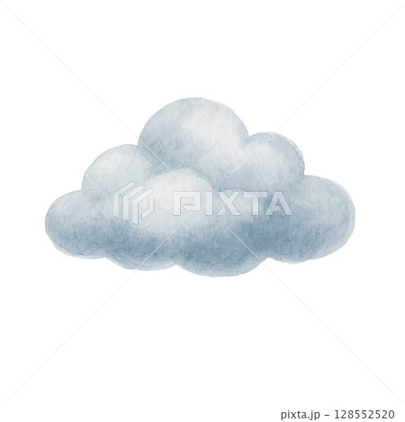 くもりの天気アイコン 水彩風のシンプルな雲のイラスト素材 くもりの天気アイコン 水彩風のシンプルな雲のイラスト素材 128552520