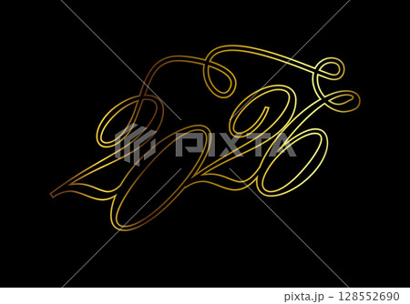 2026 golden numbers. hand drawing. Not AI, Vector illustrations. 2026 golden numbers. hand drawing. Not AI, Vector illustrations. 128552690