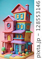 粘土づくりのカラフルな家 128553146