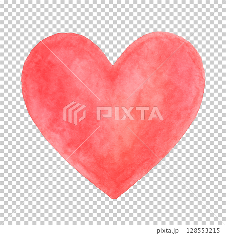 Watercolor illustration of a red heart - A simple love symbol in gentle colors 128553215