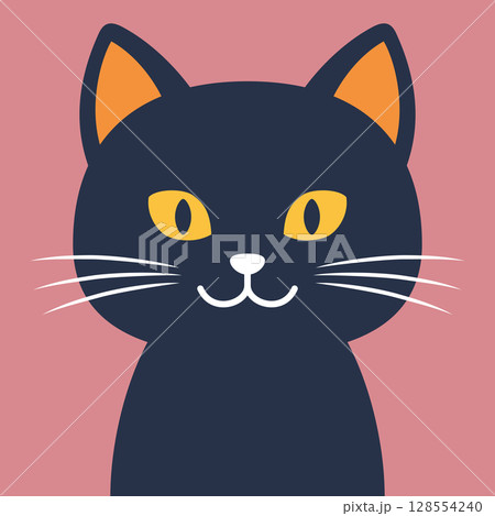 レトロな黒猫のシンプルなイラスト 128554240