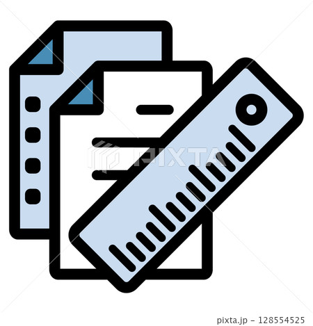 イラストアイコン素材：定規ドキュメントファイル011 128554525