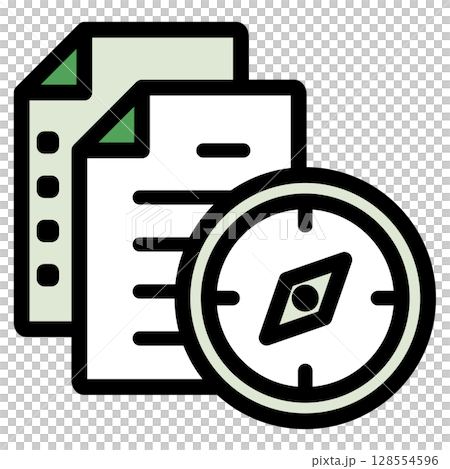 イラストアイコン素材：方位磁針ドキュメントファイル157 128554596