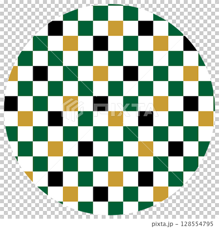 Pattern 3-4 Checkered Gold, Green, Black 128554795