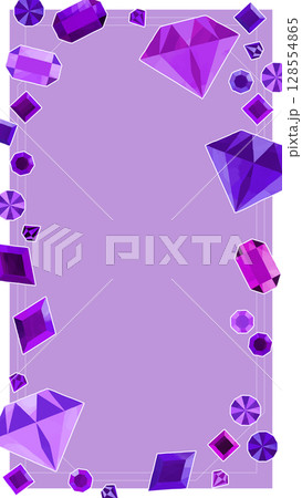 パープル系ジュエリーのイラストフレーム 128554865