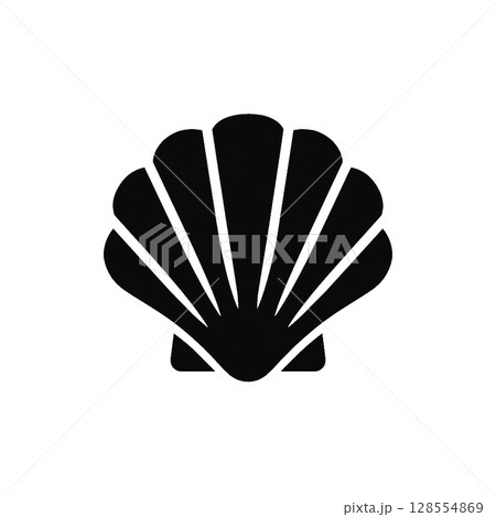 シンプルでかわいい貝殻のシルエット シンプルでかわいい貝殻のシルエット 128554869