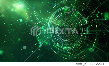 A green background with a circle in the center of it 128555118