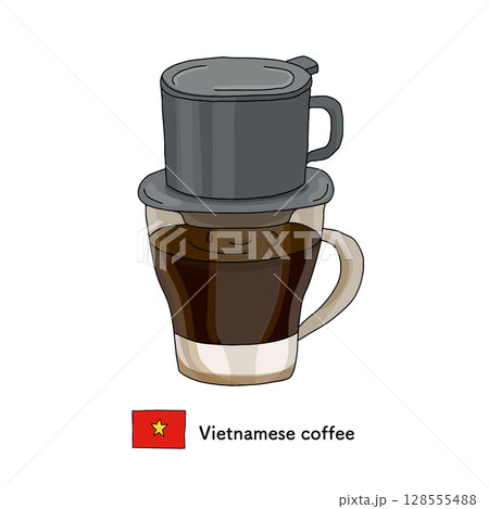 ベトナムコーヒーの線画イラスト 128555488