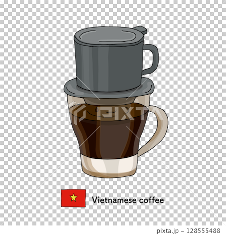 ベトナムコーヒーの線画イラスト 128555488