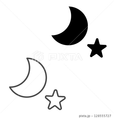 月と星のかわいいイラスト 月と星のかわいいイラスト 128555727