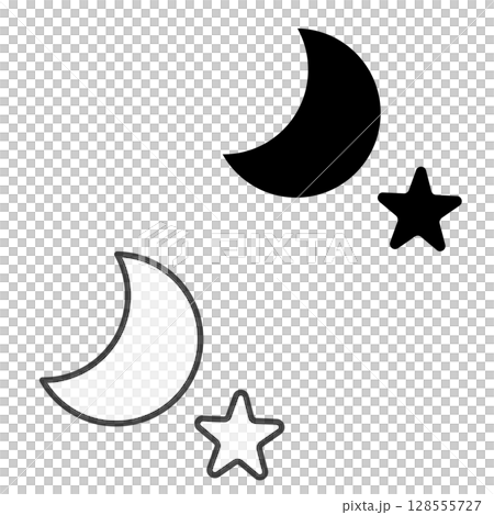 月亮和星星的可愛插圖 128555727