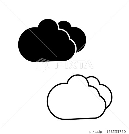 シンプルな曇りの天気アイコン シンプルな曇りの天気アイコン 128555730
