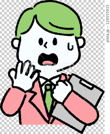 ファイルを持って驚いているスーツの男性 128555915