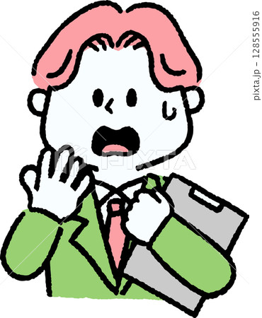 ファイルを持って驚いているスーツの男性 128555916