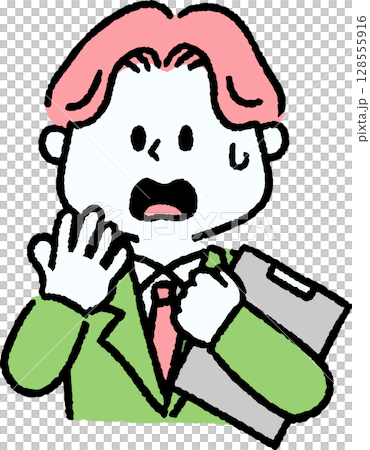 ファイルを持って驚いているスーツの男性 128555916