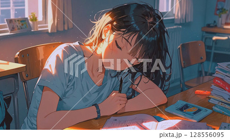 徹夜勉強明け 128556095