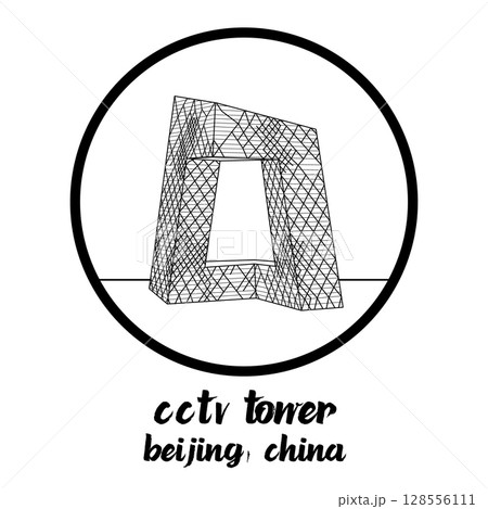 Circle Icon CCTV Tower. Vector illustration 128556111
