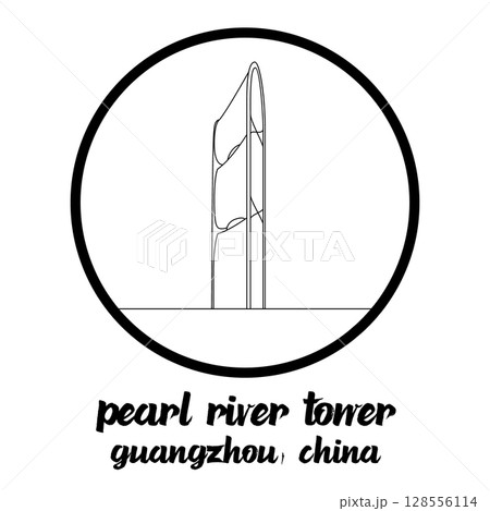 Circle Icon Pearl River Tower. Vector illustration Circle Icon Pearl River Tower. Vector illustration 128556114