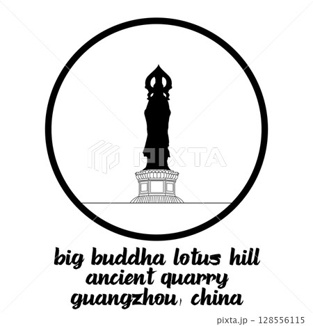 Circle Icon Big Buddha Lotus Hill Ancient Quarry. Vector Illustration Circle Icon Big Buddha Lotus Hill Ancient Quarry. Vector Illustration 128556115