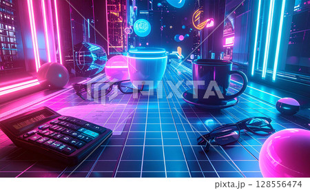 Math Class Essentials Flat Lay. Back to School concept. Generated image 128556474