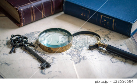History Textbook Treasure Hunt. Back to School concept. Generated image History Textbook Treasure Hunt. Back to School concept. Generated image 128556594