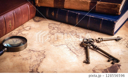 History Textbook Treasure Hunt. Back to School concept. Generated image 128556596
