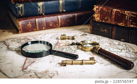 History Textbook Treasure Hunt. Back to School concept. Generated image 128556597