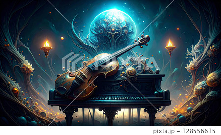 Music Class Instrument Showcase. Back to School concept. Generated image 128556615