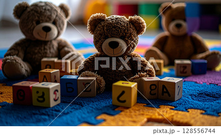 Early Childhood Learning Toys. Back to School concept. Generated image 128556744