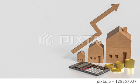 The House and Arrow up for Business concept 3d Rendering. The House and Arrow up for Business concept 3d Rendering. 128557037