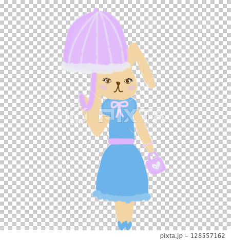 拿著陽傘的兔子 拿著陽傘的兔子 128557162