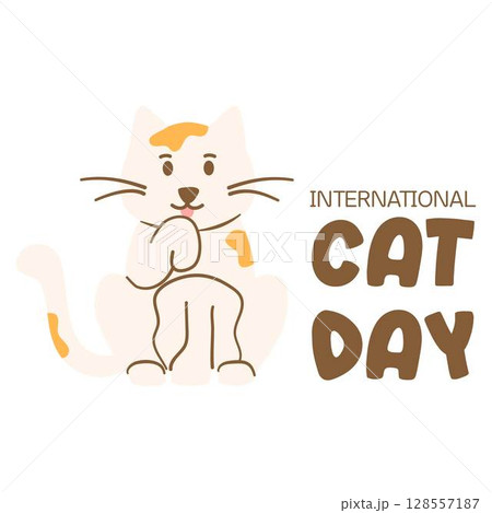 international cat day on August 8. Funny cartoon cat international cat day on August 8. Funny cartoon cat 128557187