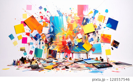 Art History Study Corner. Back to School concept. Generated image 128557546