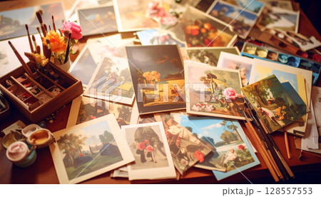 Art History Study Corner. Back to School concept. Generated image Art History Study Corner. Back to School concept. Generated image 128557553