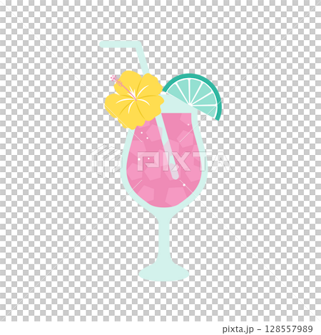 Pink tropical juice illustration icon (summer, tropical) 128557989
